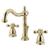 Heritage Two-Handle 3-Hole Deck Mount Widespread Bathroom Faucet with Brass Pop-Up Drain