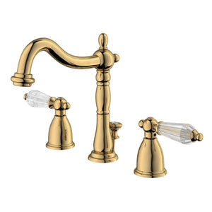 Wilshire Two-Handle 3-Hole Deck Mount Widespread Bathroom Faucet with Brass Pop-Up