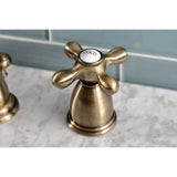 Heritage Two-Handle 3-Hole Deck Mount Widespread Bathroom Faucet with Brass Pop-Up Drain