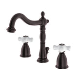 Heritage Two-Handle 3-Hole Deck Mount Widespread Bathroom Faucet with Pop-Up Drain