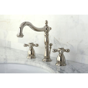 Heritage Two-Handle 3-Hole Deck Mount Widespread Bathroom Faucet with Brass Pop-Up Drain