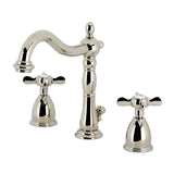 Essex Two-Handle 3-Hole Deck Mount Widespread Bathroom Faucet with Brass Pop-Up