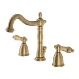 Heritage Two-Handle 3-Hole Deck Mount Widespread Bathroom Faucet with Brass Pop-Up