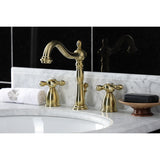 Heritage Two-Handle 3-Hole Deck Mount Widespread Bathroom Faucet with Brass Pop-Up Drain