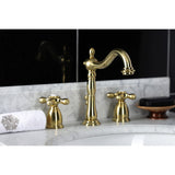 Heritage Two-Handle 3-Hole Deck Mount Widespread Bathroom Faucet with Brass Pop-Up Drain