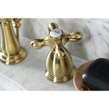 Heritage Two-Handle 3-Hole Deck Mount Widespread Bathroom Faucet with Brass Pop-Up Drain