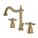 Heritage Two-Handle 3-Hole Deck Mount Widespread Bathroom Faucet with Brass Pop-Up