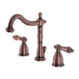 Heritage Two-Handle 3-Hole Deck Mount Widespread Bathroom Faucet with Brass Pop-Up