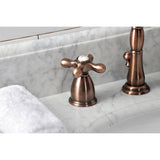 Heritage Two-Handle 3-Hole Deck Mount Widespread Bathroom Faucet with Brass Pop-Up Drain