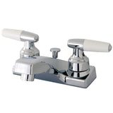 Double-Handle 3-Hole Deck Mount 4-Inch Centerset Bathroom Faucet with ABS Pop-Up Drain