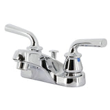 Restoration Double-Handle 3-Hole Deck Mount 4-Inch Centerset Bathroom Faucet with ABS Pop-Up Drain