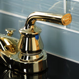 Restoration Two-Handle 3-Hole Deck Mount 4" Centerset Bathroom Faucet with Brass Pop-Up