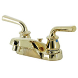 Restoration Two-Handle 3-Hole Deck Mount 4" Centerset Bathroom Faucet with Brass Pop-Up