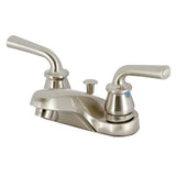 Restoration Double-Handle 3-Hole Deck Mount 4-Inch Centerset Bathroom Faucet with ABS Pop-Up Drain