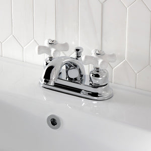 Double-Handle 3-Hole Deck Mount 4-Inch Centerset Bathroom Faucet with Pop-Up Drain