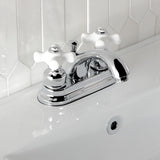 Double-Handle 3-Hole Deck Mount 4-Inch Centerset Bathroom Faucet with Pop-Up Drain