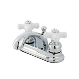 Double-Handle 3-Hole Deck Mount 4-Inch Centerset Bathroom Faucet with Pop-Up Drain