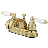 Vintage Double-Handle 3-Hole Deck Mount 4-Inch Centerset Bathroom Faucet with Pop-Up Drain