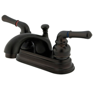 Double-Handle 3-Hole Deck Mount 4-Inch Centerset Bathroom Faucet with Pop-Up Drain