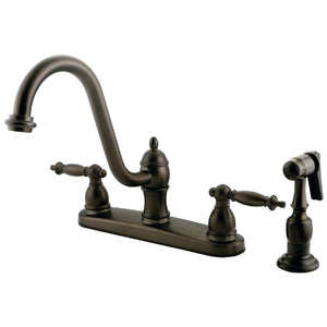 Templeton Two-Handle 4-Hole 8" Centerset Kitchen Faucet with Side Sprayer