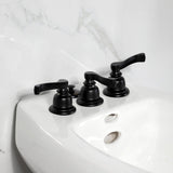 Royale Three-Handle Deck Mount Vertical Spray Bidet Faucet with Brass Pop-Up