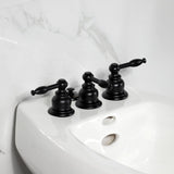 Knight Three-Handle Deck Mount Vertical Spray Bidet Faucet with Brass Pop-Up