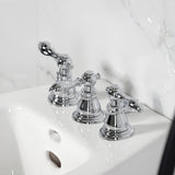 American Classic Three-Handle Deck Mount Vertical Spray Bidet Faucet with Brass Pop-Up