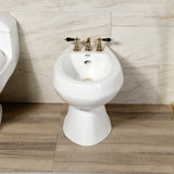 Duchess Three-Handle Deck Mount Vertical Spray Bidet Faucet with Brass Pop-Up