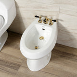 Duchess Three-Handle Deck Mount Vertical Spray Bidet Faucet with Brass Pop-Up