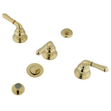 Magellan Three-Handle Deck Mount Bidet Faucet with Brass Pop-Up