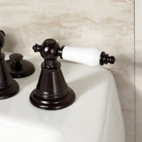 Victorian Three-Handle Deck Mount Vertical Spray Bidet Faucet with Brass Pop-Up