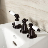 Victorian Three-Handle Deck Mount Vertical Spray Bidet Faucet with Brass Pop-Up