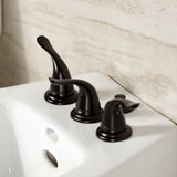 Royale Three-Handle Deck Mount Vertical Spray Bidet Faucet with Brass Pop-Up