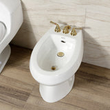 Magellan Three-Handle Deck Mount Bidet Faucet with Brass Pop-Up