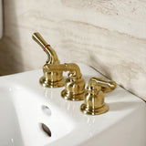 Magellan Three-Handle Deck Mount Bidet Faucet with Brass Pop-Up