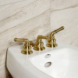 Magellan Three-Handle Deck Mount Bidet Faucet with Brass Pop-Up