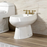 American Classic Three-Handle Deck Mount Vertical Spray Bidet Faucet with Brass Pop-Up