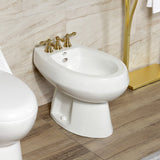 American Classic Three-Handle Deck Mount Vertical Spray Bidet Faucet with Brass Pop-Up