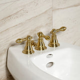 American Classic Three-Handle Deck Mount Vertical Spray Bidet Faucet with Brass Pop-Up