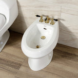 Duchess Three-Handle Deck Mount Vertical Spray Bidet Faucet with Brass Pop-Up