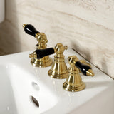 Duchess Three-Handle Deck Mount Vertical Spray Bidet Faucet with Brass Pop-Up