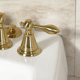 Victorian Three-Handle Deck Mount Vertical Spray Bidet Faucet with Brass Pop-Up