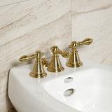 Victorian Three-Handle Deck Mount Vertical Spray Bidet Faucet with Brass Pop-Up