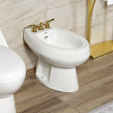 Royale Three-Handle Deck Mount Vertical Spray Bidet Faucet with Brass Pop-Up