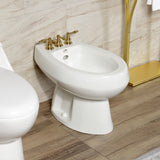 Knight Three-Handle Deck Mount Vertical Spray Bidet Faucet with Brass Pop-Up