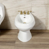 Knight Three-Handle Deck Mount Vertical Spray Bidet Faucet with Brass Pop-Up