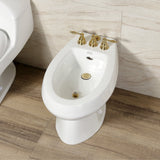 Knight Three-Handle Deck Mount Vertical Spray Bidet Faucet with Brass Pop-Up