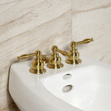 Knight Three-Handle Deck Mount Vertical Spray Bidet Faucet with Brass Pop-Up