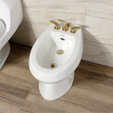 Legacy Three-Handle Deck Mount Bidet Faucet with Brass Pop-Up