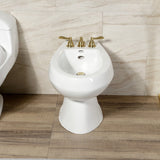 NuWave French Three-Handle Deck Mount Vertical Spray Bidet Faucet with Brass Pop-Up